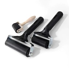 3-Pack Hard Rubber Brayer Rollers, 1.4/2.4/4 Inch for Printmaking, Ink Stamping,