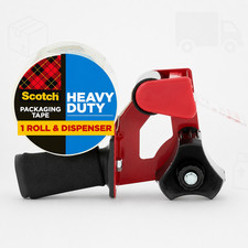 3M Scotch Tape Gun Dispenser with Heavy Duty 3850 Shipping Packaging Tape, 1Roll