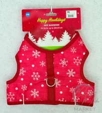 New Happy Howlidays Red Snowflake Pet Harness – Soft Cozy Holiday Dog Vest