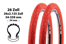 2 Stück 26 Zoll Cruiser Fahrrad Reifen 26x2.125 City Bike 54-559 flame Rot
