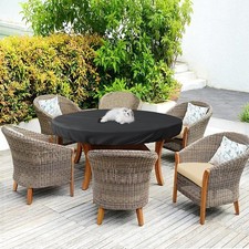 Housse de Table Ronde Extérieur Anti UV Imperméable pour Patio Table à Manger