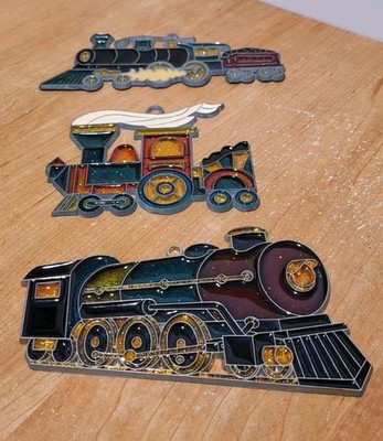 TRAIN LOCOMOTIVE   Three  Decoration Stained Glass Sun Catchers