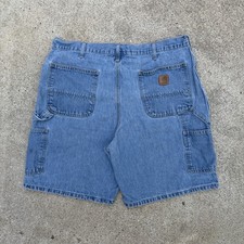 Vintage Carhartt Denim Jean Shorts Mens 37 Carpenter Utility Work Fade B28STW