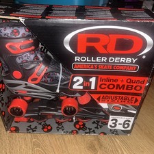 NEW Roller Derby 2 in 1 INLINE QUAD Combo Youth Skates Adjustable Sizes 3-6