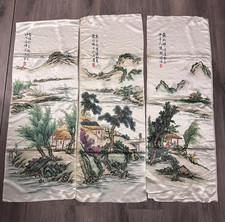 Antique 19th Century Qing Dynasty Chinese Embroidered Silk panels