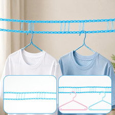 3PCS Portable Clothesline with Hooks Windproof Nylon Laundry Line