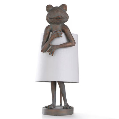 Malta 23 In. Dark Sage and Aged Copper Metal Bedside Lamp