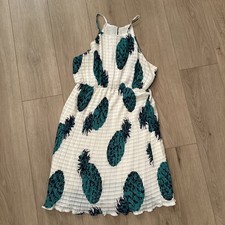 Sunday in Brooklyn Dress Womens Medium Ivory Green Pineapple Sleeveless Halter
