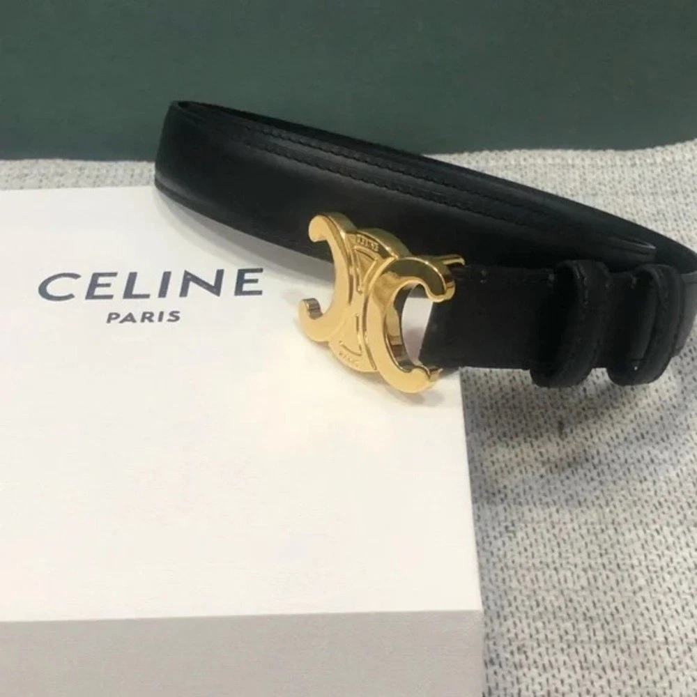Celine Paris ~ Women’s Medium (105) ~ Italy ~ Black Leather W/ Gold Buckle Belt Black Leather CELINE Belts for Women for sale | eBay main image 3
