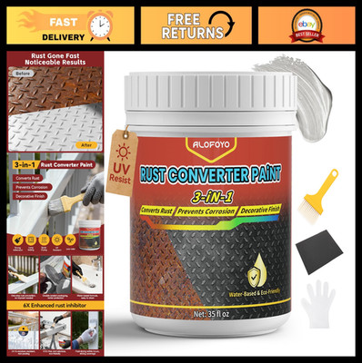 3-in-1 Rust Converter Paint - Long-lasting Gray Primer & Quick-Dry Coating, 35oz