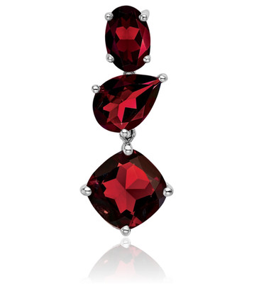 14K massives Weißgold 2,33 ct roter Granat oval mittelgroßer Anhänger Halskette 20,8 mm