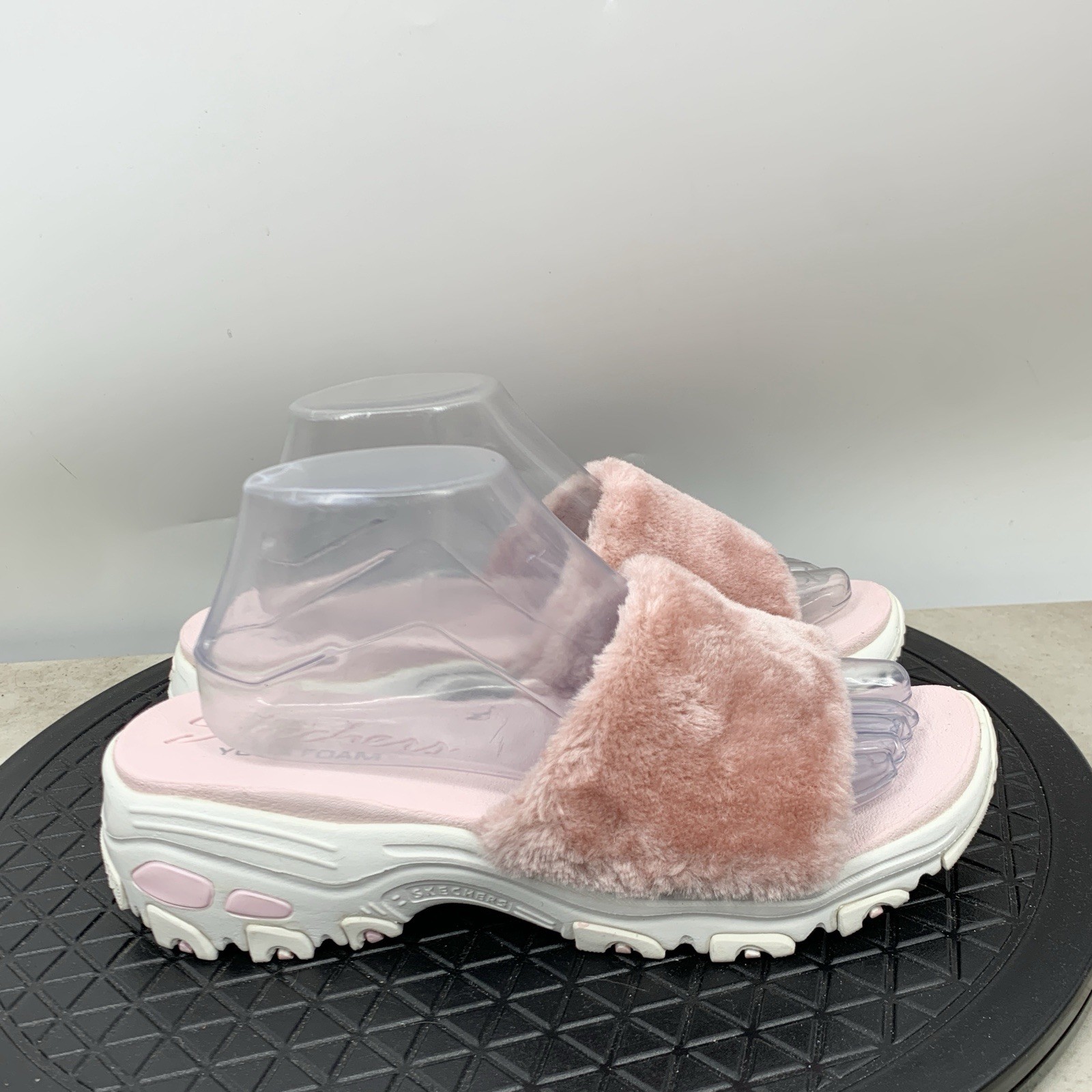 SAOLA Sandali Skechers donna taglia 9 scarpe rosa shearling sherpa suola grossa slide