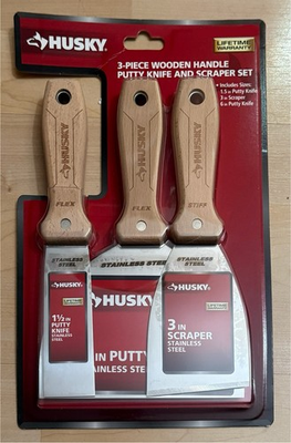 #ad #ad Husky 3pc Wooden Handle Stainless Steel Putty Knife amp; Scraper Set $23.99
