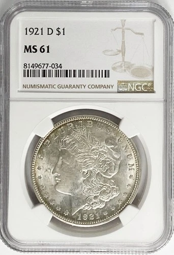 1921 D $1 Morgan Silver One Dollar NGC MS61 Denver