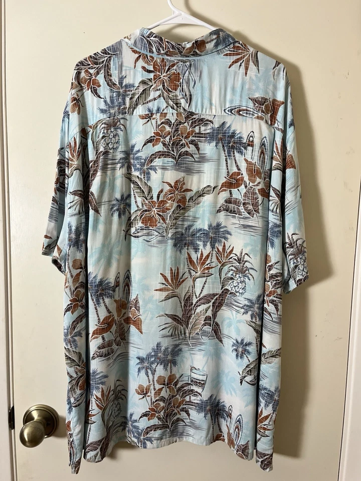 CAMPIA Easy Care Men’s 3XL Short Sleeve Hawaiian Collar Cotton Rayon Shirt - Image 4 of 4