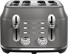 Image of Rangemaster RMCL4S201GY Classic Grey 2.1Kw 4 Slice Toaster with Defrost, Cancel 