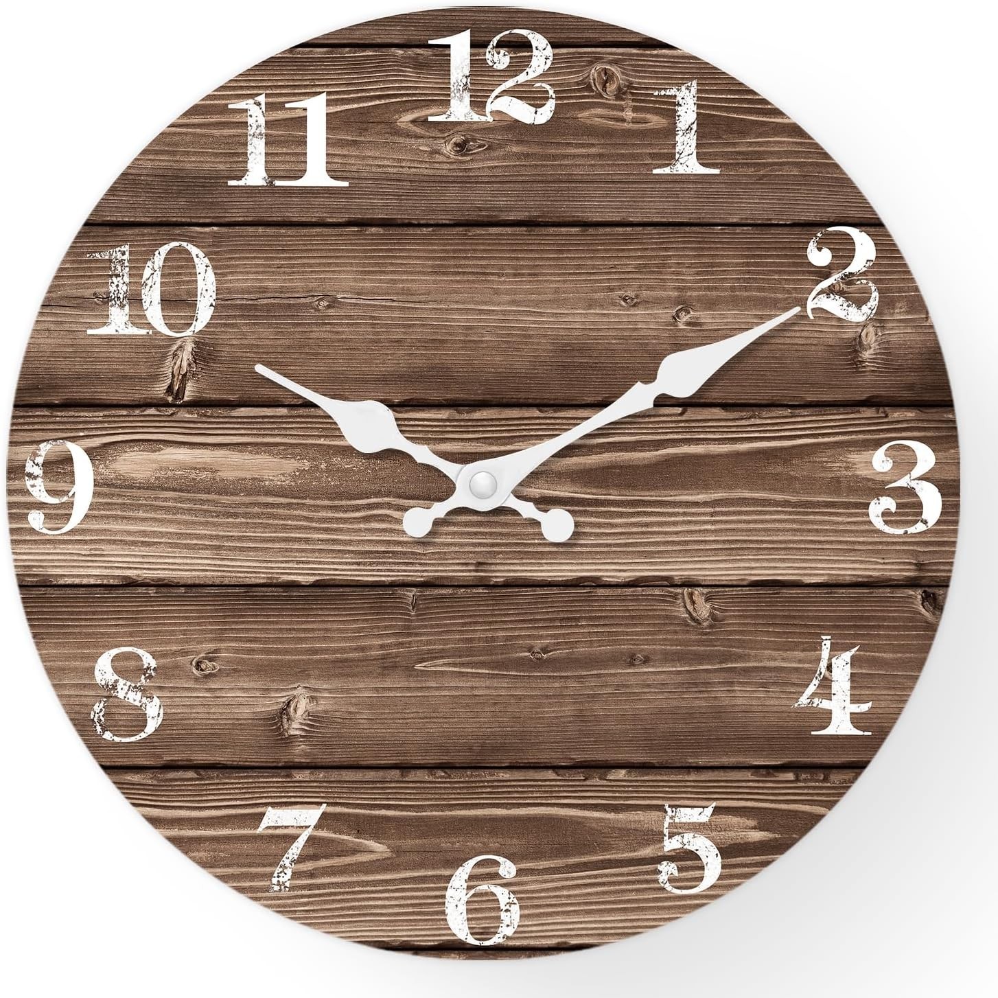 XFM Analog Brown Farmhouse Wall Clock Battery Operated 10 In