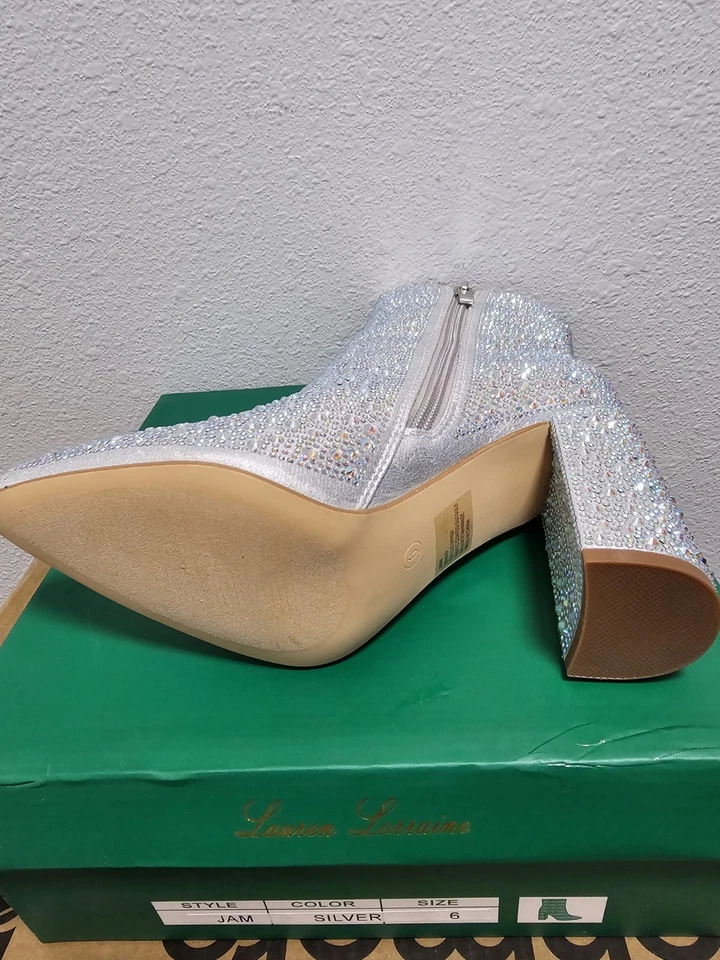 Lauren Lorraine(Nordstrom) - JAM, Silver Rhinestone Boots, Women's Size 6 - Image 4 of 4