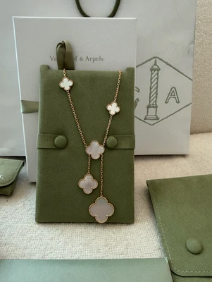 NEW Auth Van Cleef & Arpels 6 Motif Magic Alhambra Mother of Pearl Necklace - Image 1 of 4