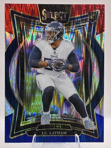 2024 Panini Select J.C. Latham Black & Red Prizm Shock Rookie #11 Titans RC
