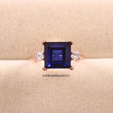 Blue Sapphire Ring, 925 Sterling Silver, September Birthstone, Lab Created