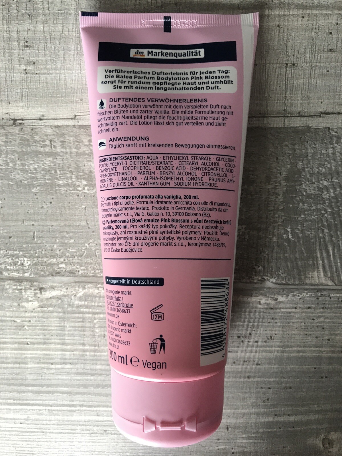 (49,95€/L) Balea Parfum Body Lotion PINK BLOSSOM Jede Haut Vegan 200ml