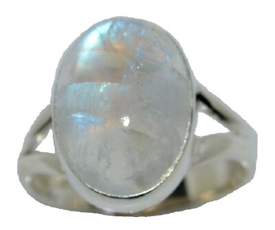 Atemberaubender Regenbogen Mondstein Sterling SILBER Ring Echt Edelstein 925 Schmuck