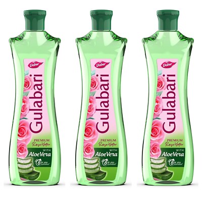 Dabur Gulabari Premium Rose Water with Aloe Vera - 1200 ml (400ml x 3)