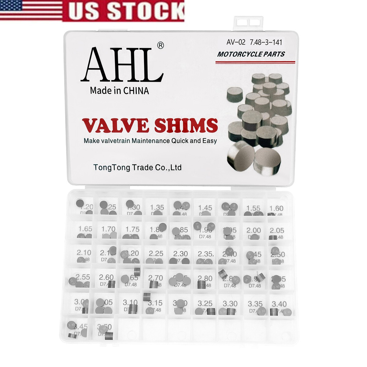 7.48mm Valve Shims 141Pcs 1.2-3.5mm For Honda CRF250R CRF250X