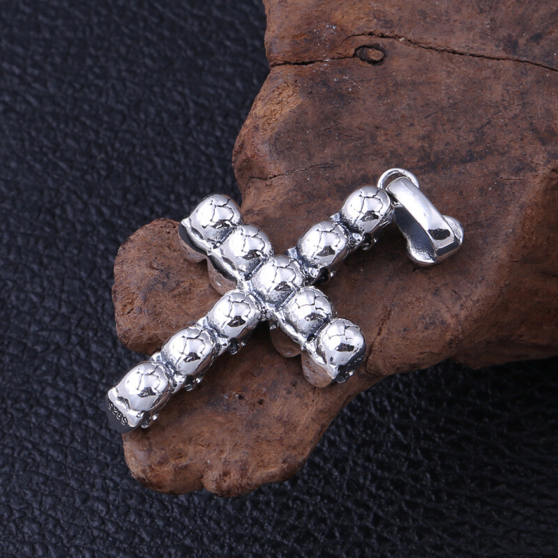 Vintage 925 Sterling Silver Skull& Skull Cross Pendant