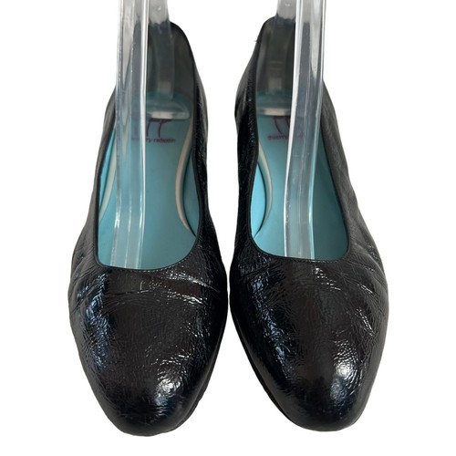 Thierry Rabotin high heels black patent leather textured pump 37.5 7 slip on - Picture 2 of 14