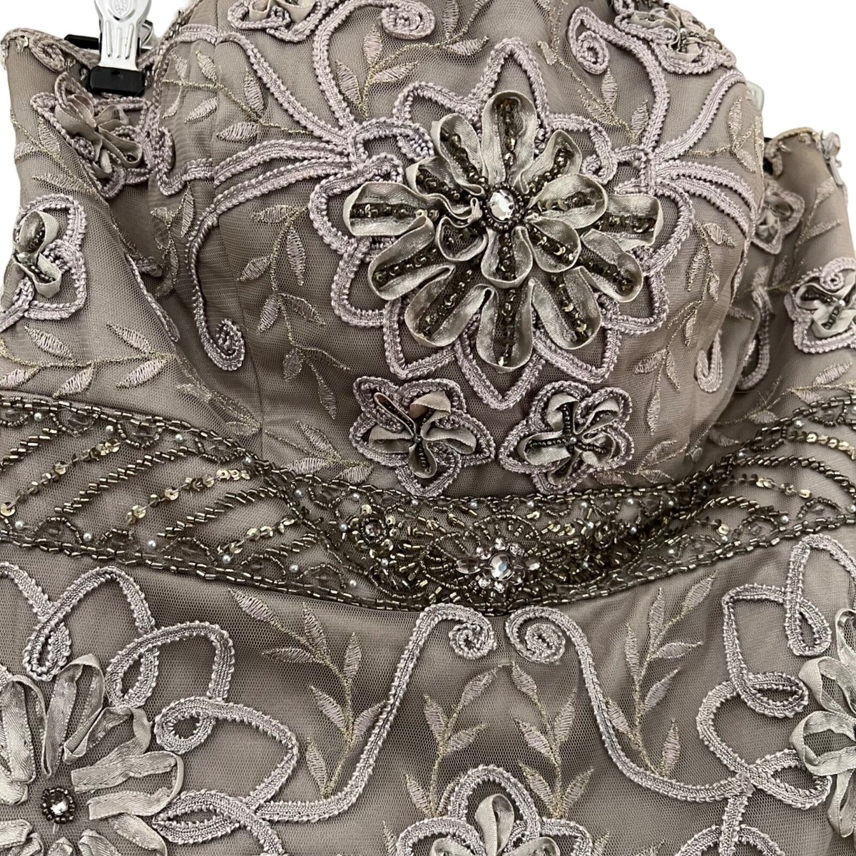 sue wong beaded strapless dress Sue Wong