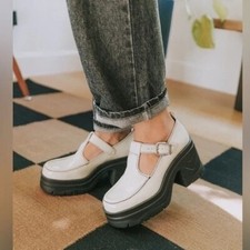 Free People Mayla WHT/ Black Patent Leather Platform Mary Janes- US SZ 7.5