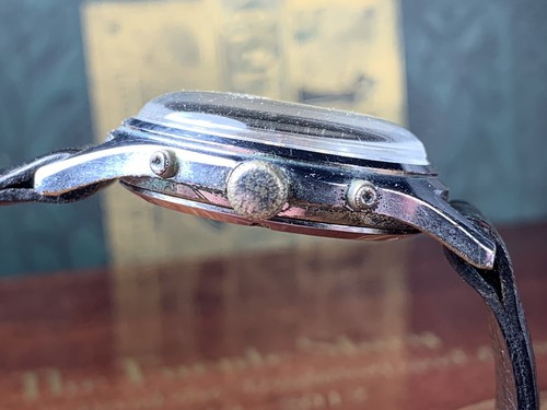 1954 ELMONT TRIPLE DATE WRIST WATCH 17J LOUVIC W. Co. Keep Time w/BLACK OSTRICH - Picture 8 of 9