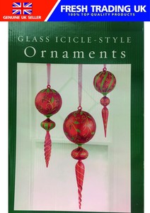 Kirkland Signature Large Christmas Glass Icicle Ornaments Red Ebay