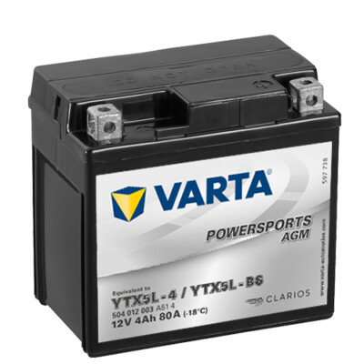Motorrad Batterie VARTA TX5L-BS / YTX5L-BS AGM geschlossen, 12V|4Ah|CCA:80A (114