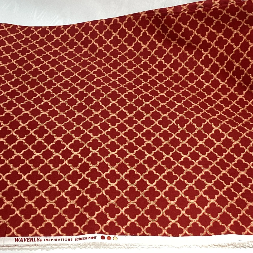 Waverly Inspirations Fabric Ruby Medallion Arabesque Cotton Print 44x 3.25 Yds - Image 4 of 4