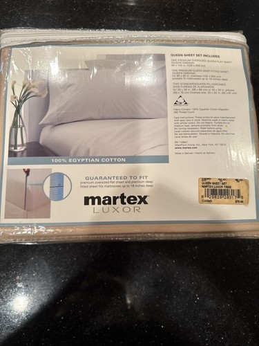 Martex Luxor 100% Egyptian Cotton Taupe Beige Queen Sheets Sheet Set - Picture 2 of 6