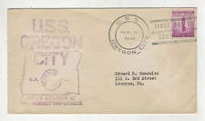 1946 NAVY USS OREGON CITY HEAVY CRUISER 1ST DAY COMMISSION FLAGSHIP OF 4th FLEET