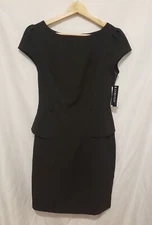 A Byer Sheath Dress Juniors Sz 9 Black Short Sleeve Zip Up Formal