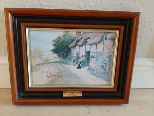 Framed Picture "Waiting " By A.C. Strachan, Sheepdog Waiting, Oil Effect 14x11" - Picture 1 of 9