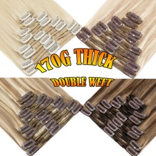 150g  THICK Double Weft Clip In 100 Remy Human Hair Extensions Full Head Ombre