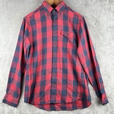 Vineyard Vines Linen Blend Slim Fit Crosby Shirt Mens M Red Navy Buffalo Check