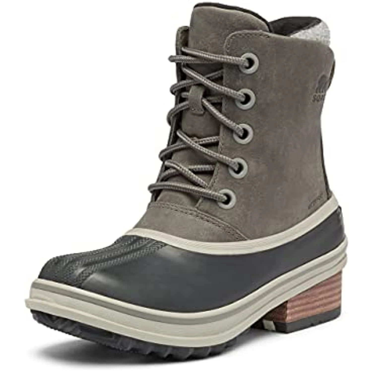 SOREL Women Slimpack III Lace Up Waterproof Leather Winter Boot Gray Size 8 M