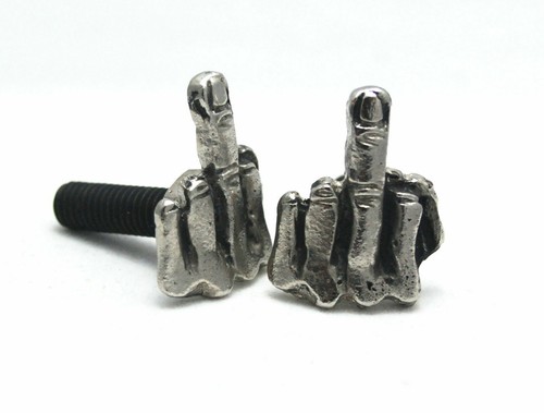 4 pcs. middle finger motorcycle License Plate tag bolt flip off screw RIDER gift - Picture 3 of 5