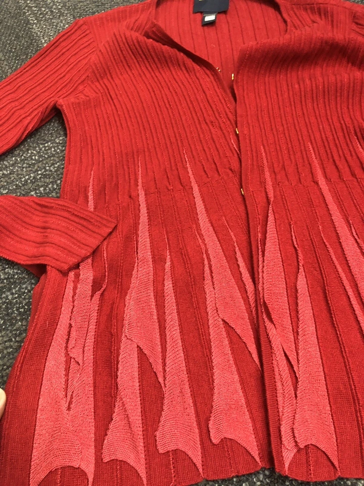 Cardigã Roberto Cavalli LINDO DETALHE vermelho fino lã virgem malha com cinto 42 - Imagem 3 de 4