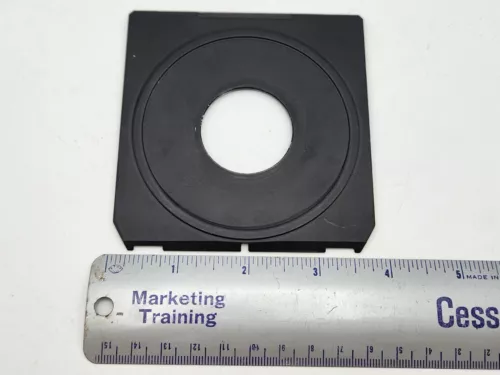 Unbranded 3 3/4" W x 3 7/8" T 35mm Hole Metal Lens Board 4x5 Camera for Linhof