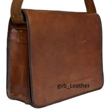 18" Laptop Bag Men's Genuine Natural Grain Leather Messenger Shoulder Briefcase