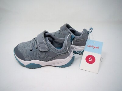 Cat & Jack Toddler Gray Ari Sneakers Hook & Loop Size 5