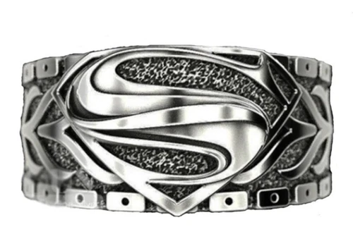 Superman S Logo Antique Style Stainless Steel Band Ring